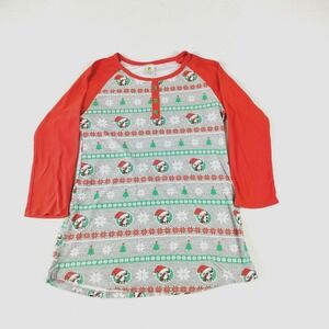 Buc-ee's Nightgown Womens XL Red Gray Christmas Holiday Long Sleeve Pajama Dress